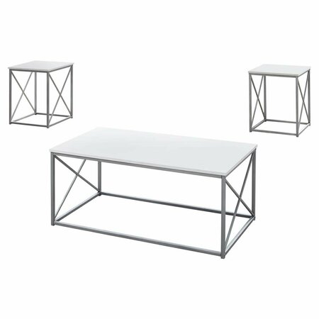 DAPHNES DINNETTE White & Silver Metal Table Set - 3 Piece DA3070836